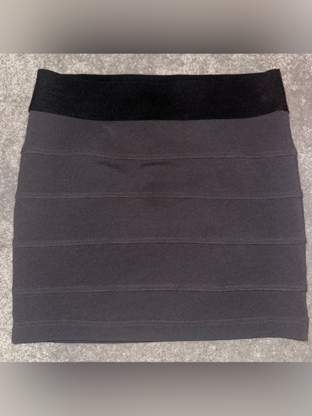 Stretch Band Mini Skirt in Charcoal Black